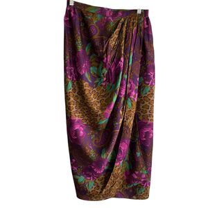 Vintage Miss O by Oscar de la Renta Skirt Womens 10 Floral Wrap Boho Midi 80s